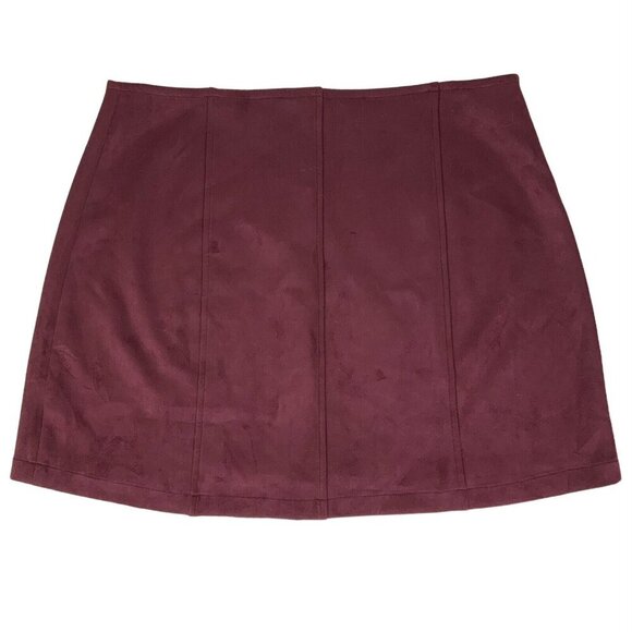 Jack By BB Dakota Womens Snap Front Mini Skirt Medium Faux Suede Burgundy - Picture 2 of 5